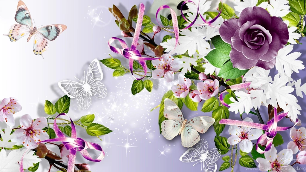 Lots Of Flowers Butterflies HD Desktop Wallpapers : Widescreen ...