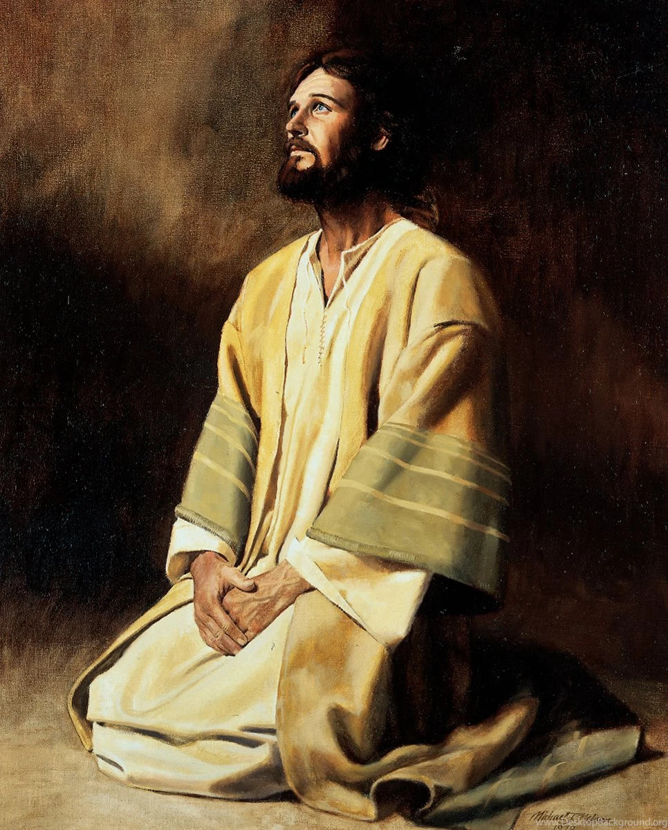 Jesus Kneeling In Prayer And Meditation