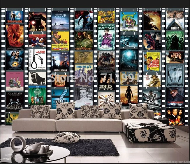 Custom Wood Vintage Movie Poster Wallpapers For Living Room Sofa ...