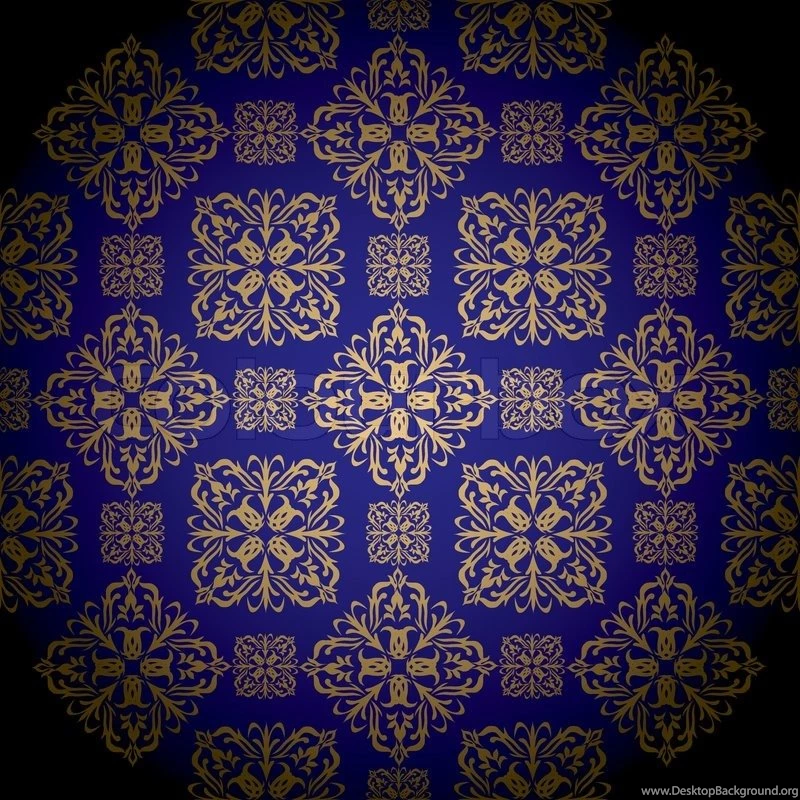 Blue And Gold Royal Wallpapers With Seamless Repeat Pattern ...