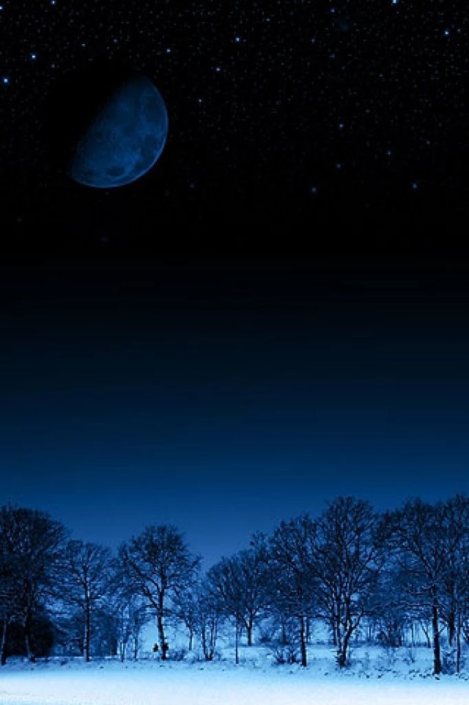 Dark Winter Night With Big Moon Iphone Wallpapers Dark Winter ...