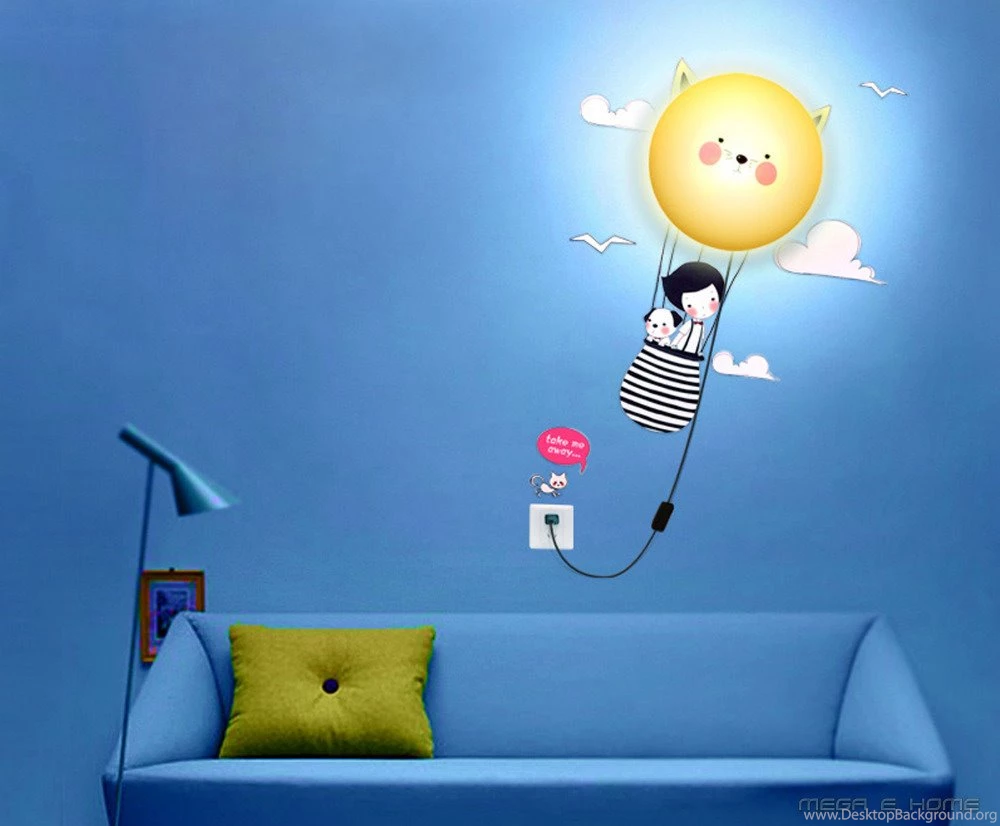 Lovly Wallpapers Stickers 3D Cute DIY Wall Sticker Lamp Decal ...