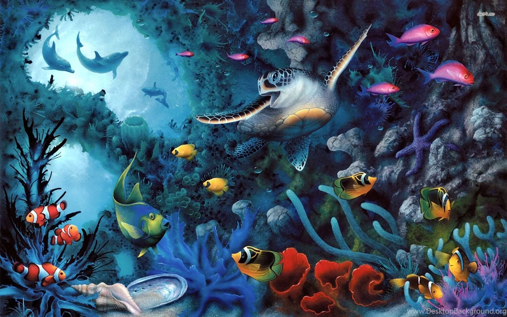 Life Under Water, Ocean, Turtle, Fish, Clownfish, Butterflyfish ...