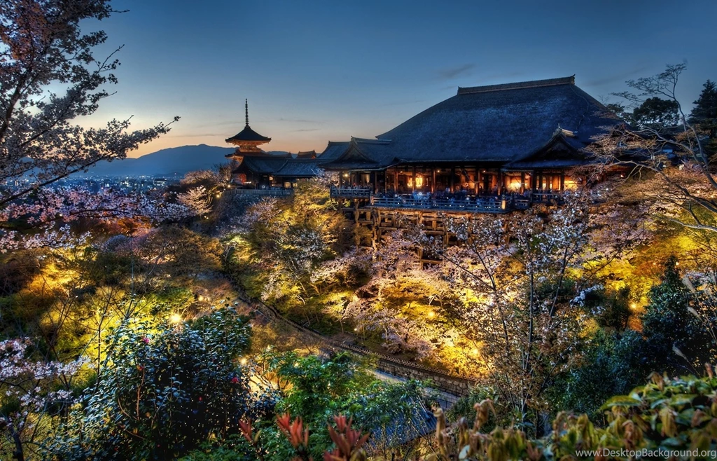 Download Wallpapers Japan, Kyoto, Home Of Samurai, Evening, Cherry ...