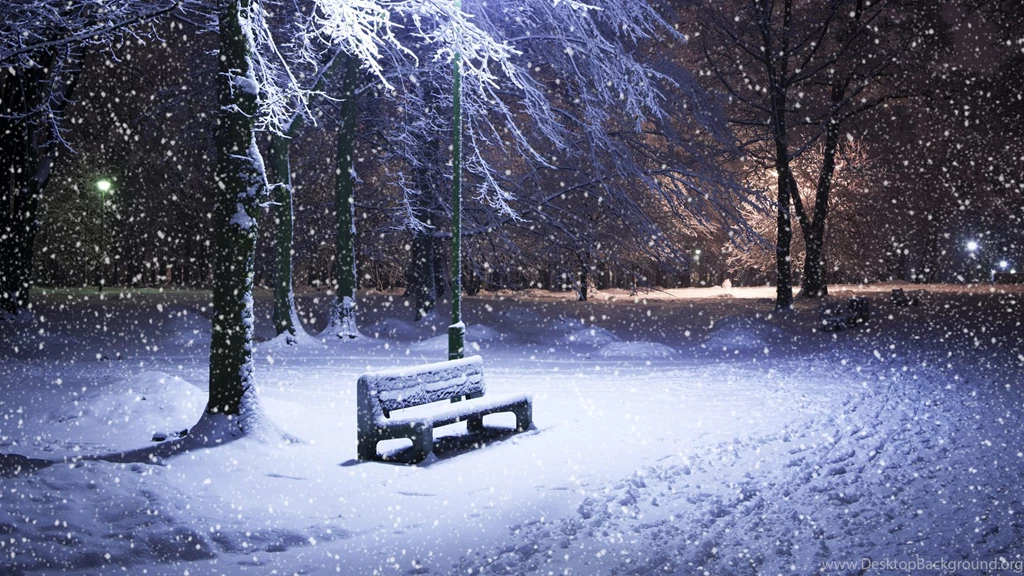 Wallpapers Snow Christmas Park Long Chair X Snowing Scenery ...