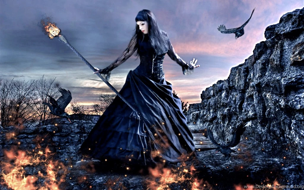 Gothic Girl With Fire Staff Wallpapers From Gothic Girls Wallpapers