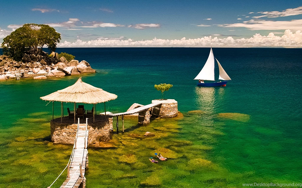 Tropical Sea Ocean Seascape Hut Architecture Buildings Rocks Shore ...