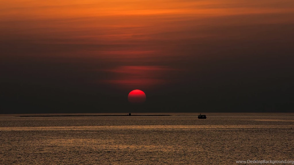 Nature Seascape Sunset Sunrise Ocean Sea Sky Clouds Vehicles Boats ...