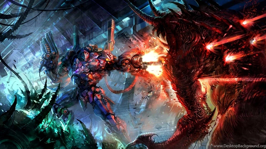 Battles Monsters Robot Firing Fantasy Warrior Fire Battle Sci fi ...