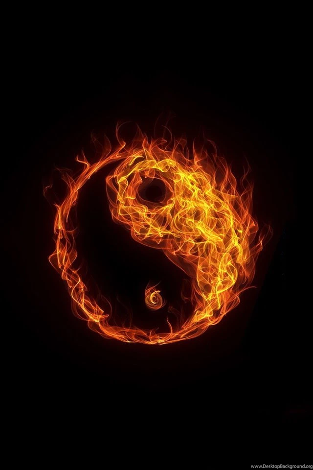 Burning Tai Chi Symbol iPhone 6 / 6 Plus And iPhone 5/4 Wallpapers