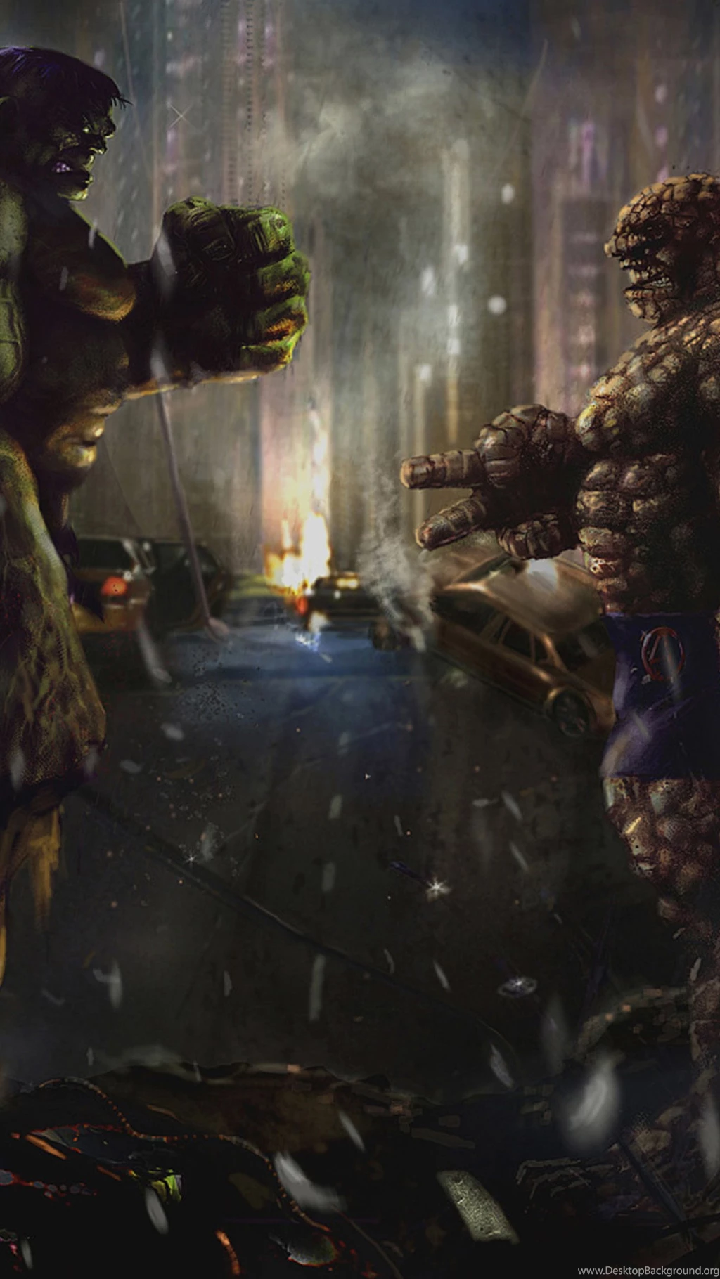 Resolution 1440x2560 Wallpaper: The Hulk And The Thing Mobile ...