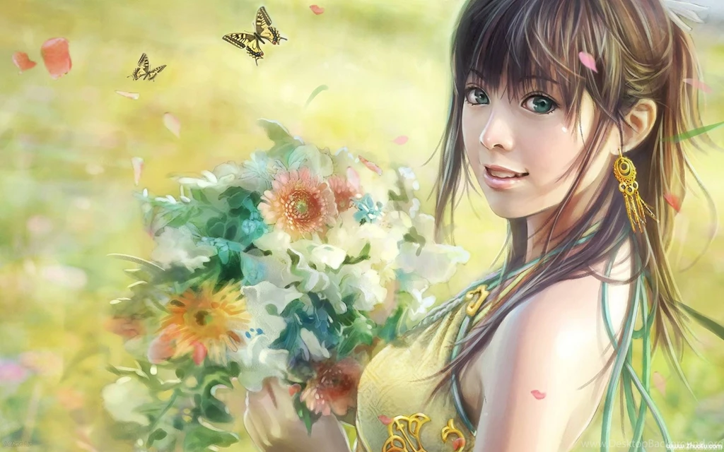 Spring Butterfly Girl   Wallpapers