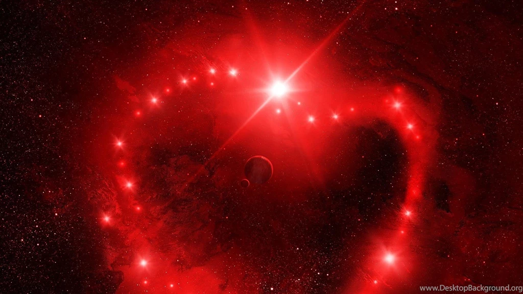 Outer Space Red Stars Artwork Hearts Art Wallpapers