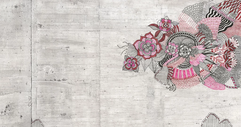 Paper Wallpapers / Contemporary / Floral ESQUISSE ROSE In Création