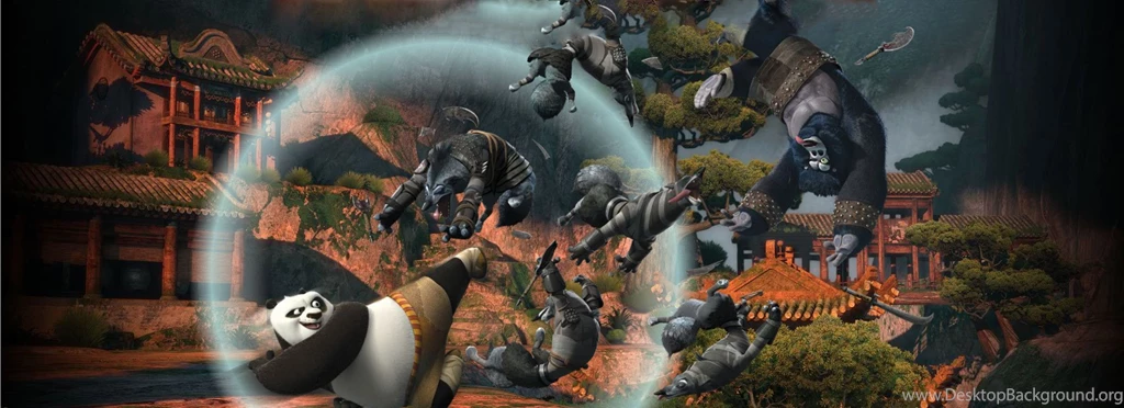 Po Fighting Wolves In Kung Fu Panda 2 Desktop Wallpapers