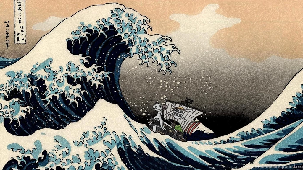 Monkey D Luffy One Piece The Great Wave Off Kanagawa Hokusai Waves ...