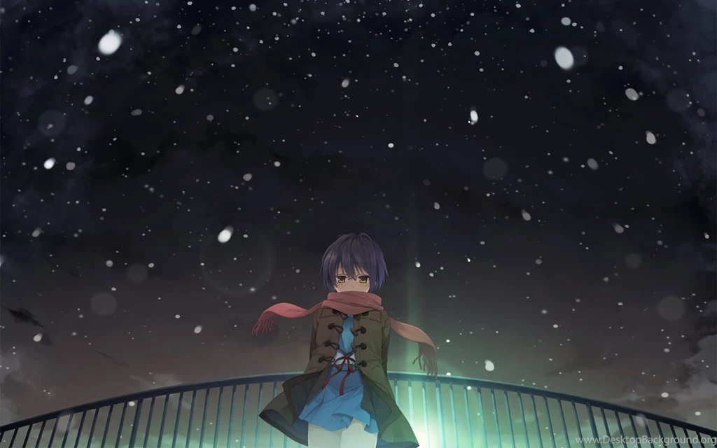 Download Wallpapers 1920x1200 Nagato Yuki, Girl, Anime, Snow, Sky ...