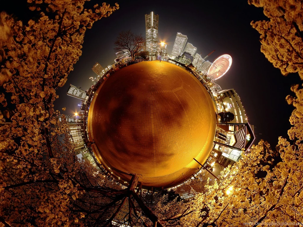 Stereographic Buildings Skyscrapers Fisheye Night Trees Wallpapers ...