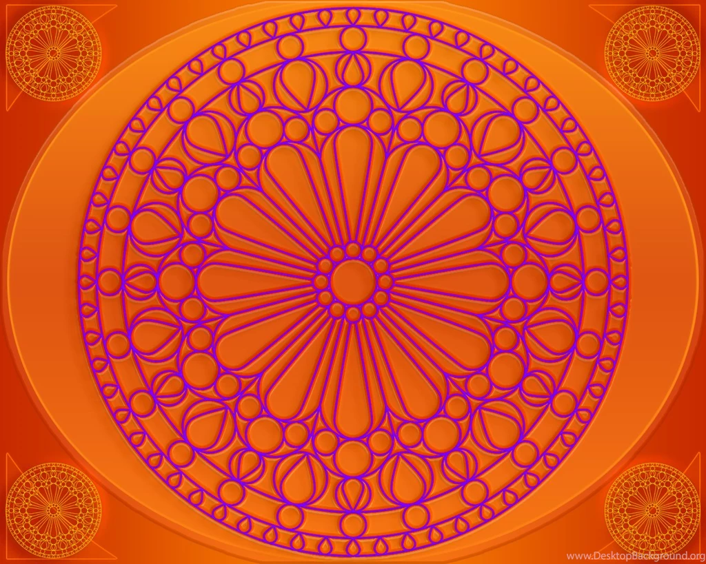 Purple Pattern Circle On Orange Backgrounds
