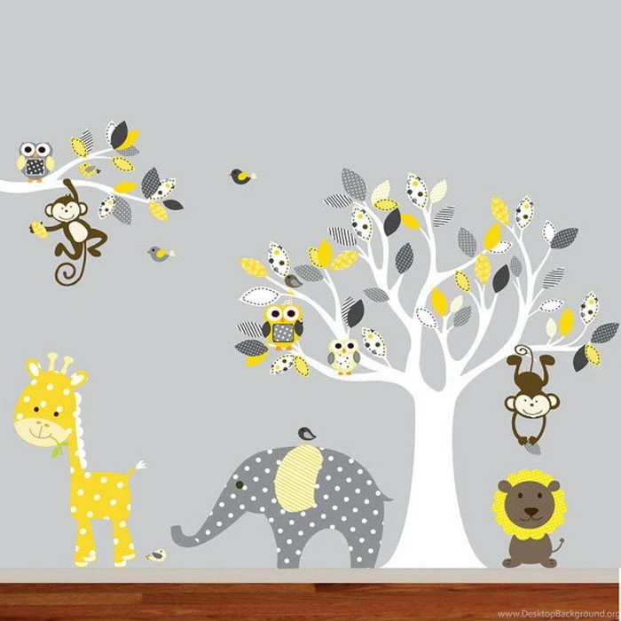 Kids Room Ideas With Elephant Wall Mural Decal Wallpapers Mural ...