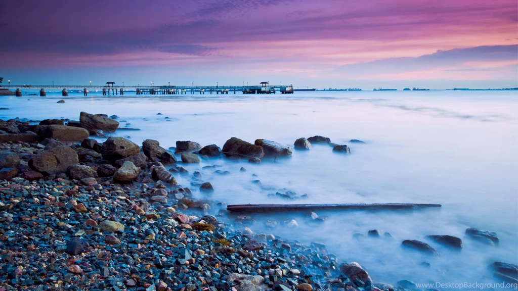 Download Wallpapers 1920x1080 Stones, Pebble, Coast, Evening, Fog ...