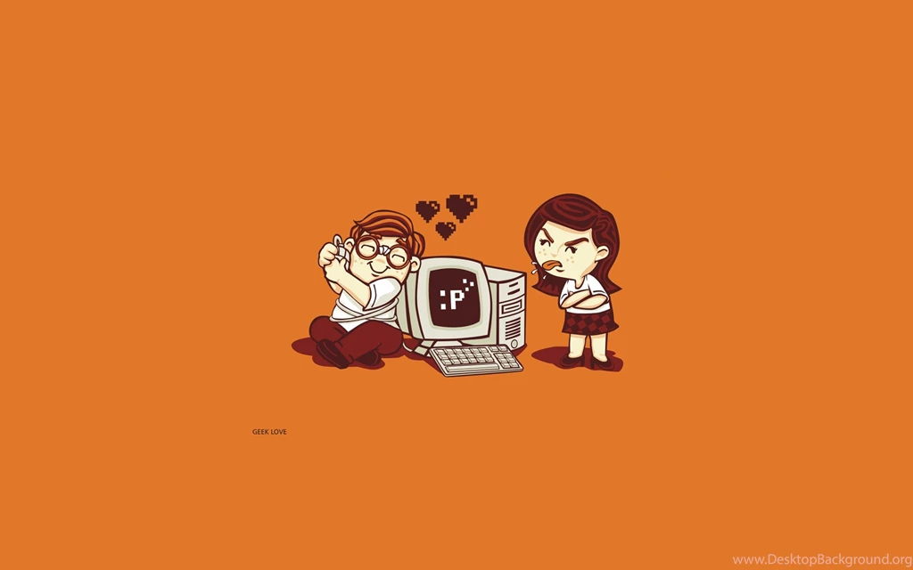 Minimalistic Orange Geek Digital Art Wallpapers
