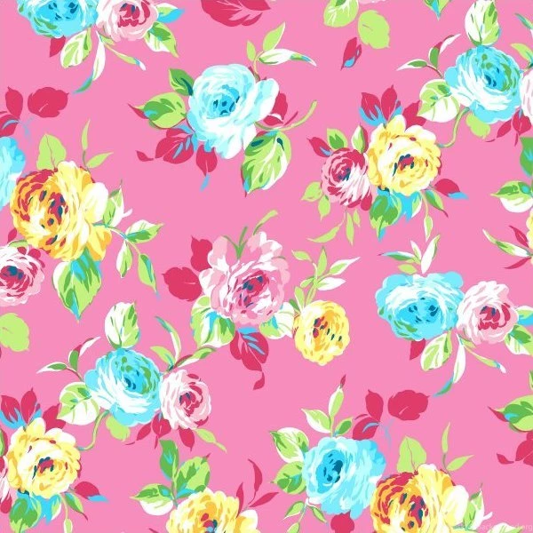 Calypso Rose Floral On Bright Pink Backgrounds