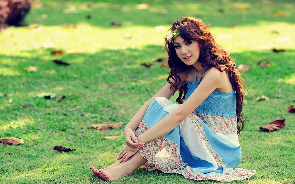 Floral Dress Graceful Beauty Photo HD Wallpapers 5 - Chinese Girls ...