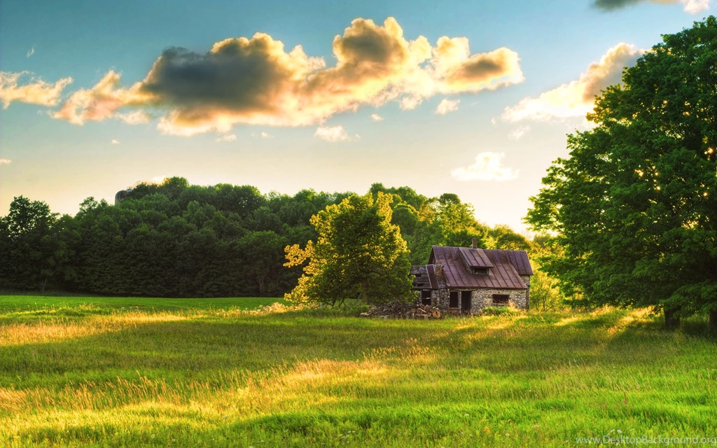 Wallpapers Grass Beautiful Clouds Field House Landscape Nature ...