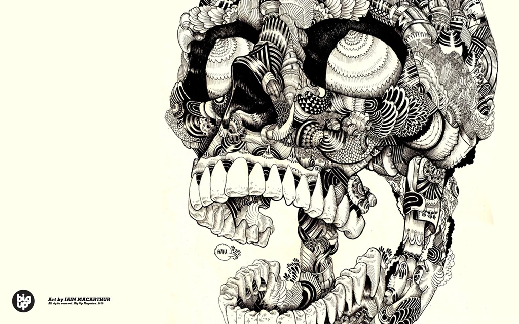 Wallpaper: Abstract, Skull, Creepy, Black And White, White ...