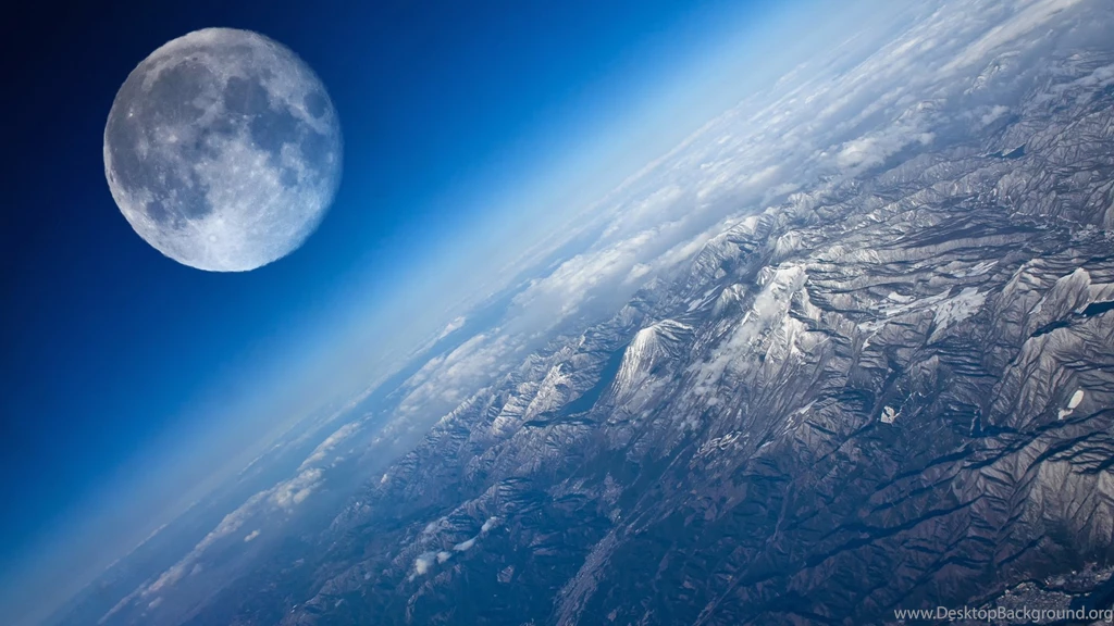 The earth and the moon space desktop hd ipad wallpapers landscape ...