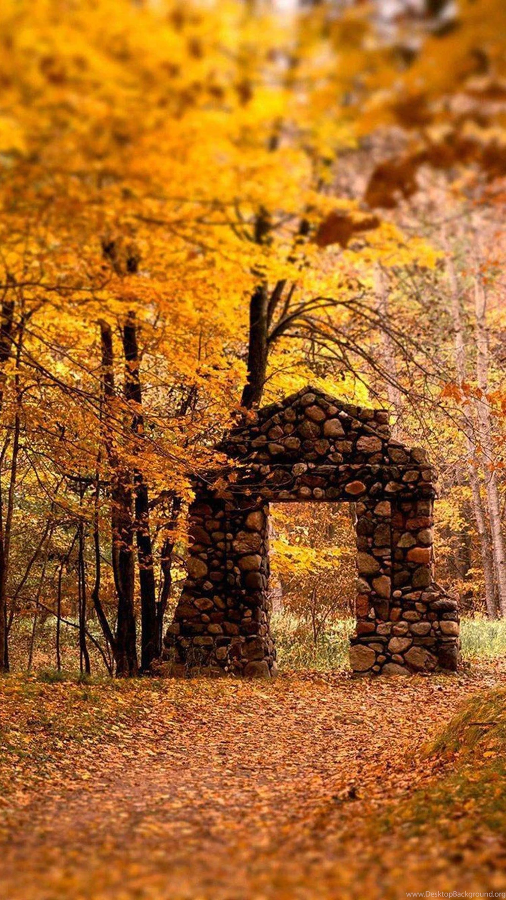 Stone Gate In The Woods iPhone 7 Wallpapers