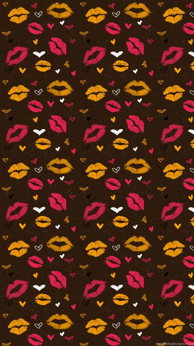 Lips Kisses Valentines Illustration iPhone 6 Wallpapers / IPod ...