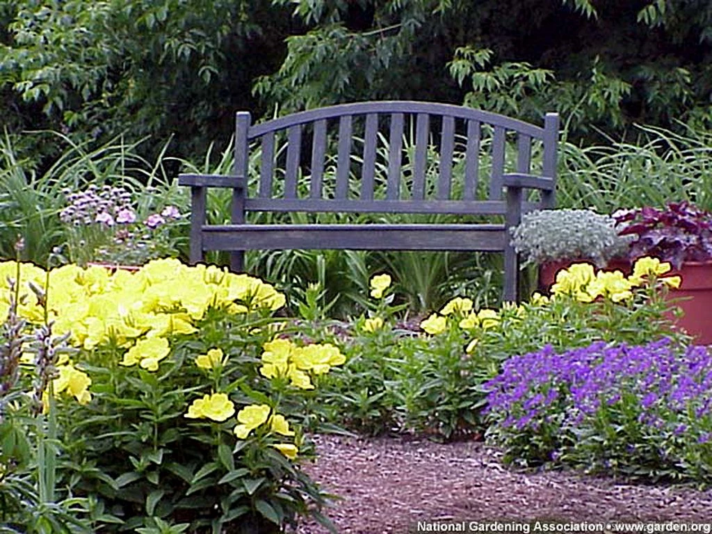 Wallpapers Flower Garden Gardens Quiet Moment On This Bench Within ...