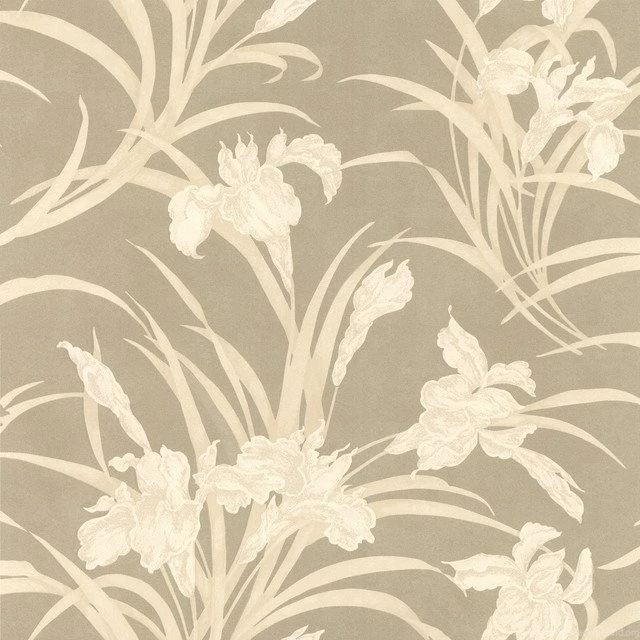 Vivianne Metallic Iris Floral Wallpaper, Bolt   Contemporary ...