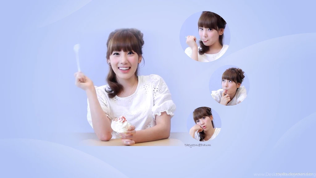 Korean Singers Kim Taeyeon Blue Backgrounds Bangs Wallpapers ...