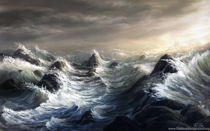 Ocean,sea Ocean Sea Waves Storm Lighthouses Artwork Felx 1680x1050 ...