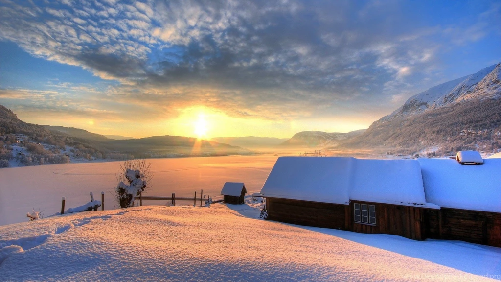 Nature Winter Snow House House Mountain Day Sky Sun Winter Nature ...