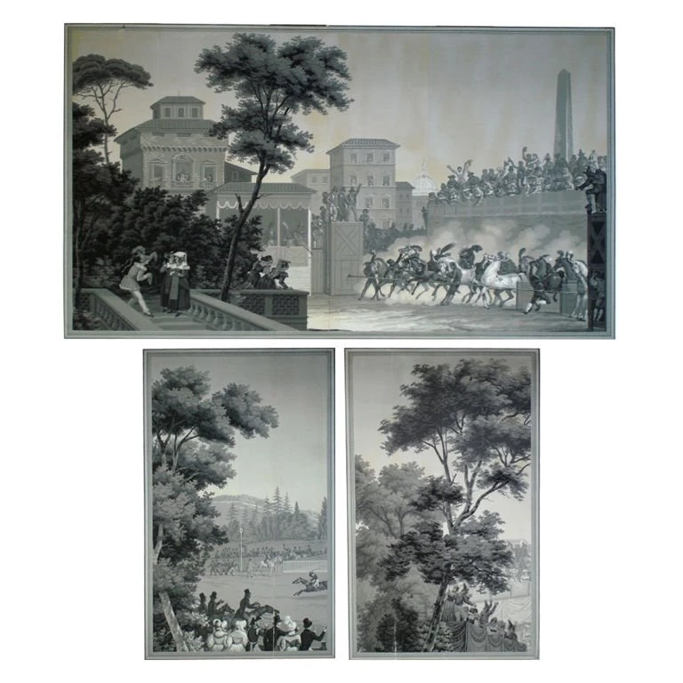 Zuber Wallpapers Series Of Three Horse Racing Scenes At 1stdibs