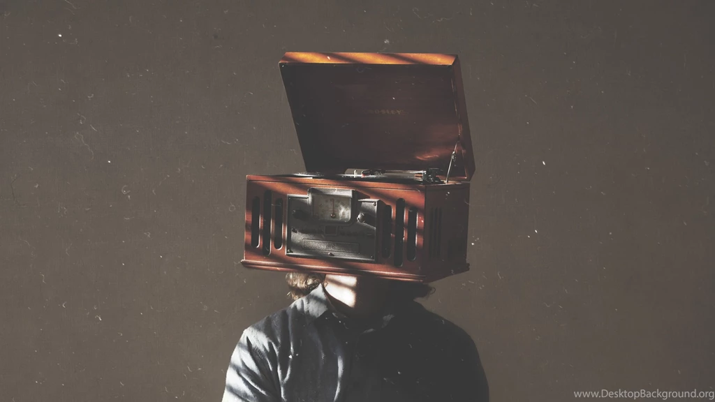 Download Wallpapers 2560x1440 Digital Art, Gramophone, Man, Head ...