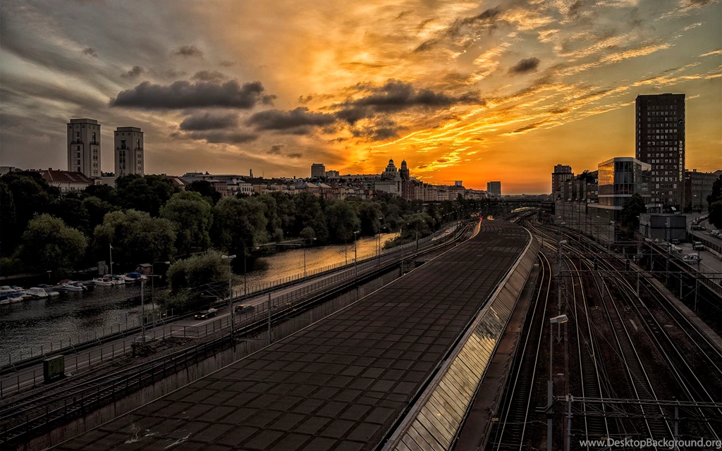 Sunset Light Over The Dark City, Sky, Cloud, Street, Building ...