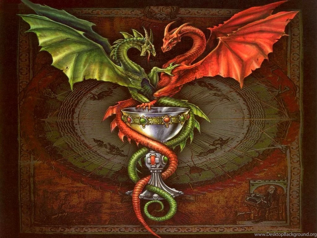 Wallpapers Green Dragons And Red Dragon Free 1024x768