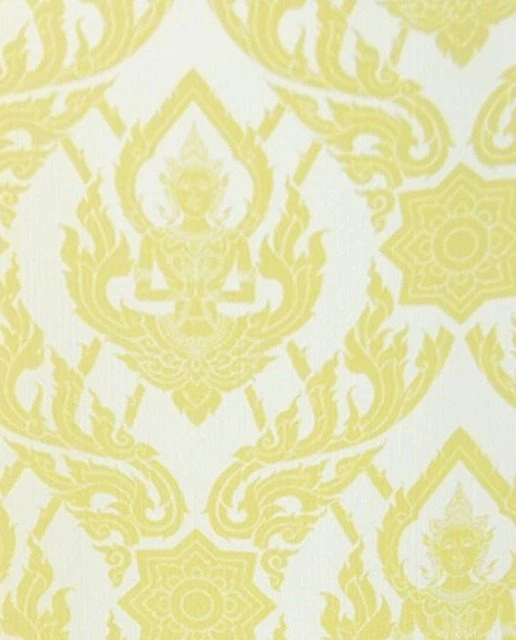 Thai Buddha Textured Decorative Wallpaper, Yellow Asian ...