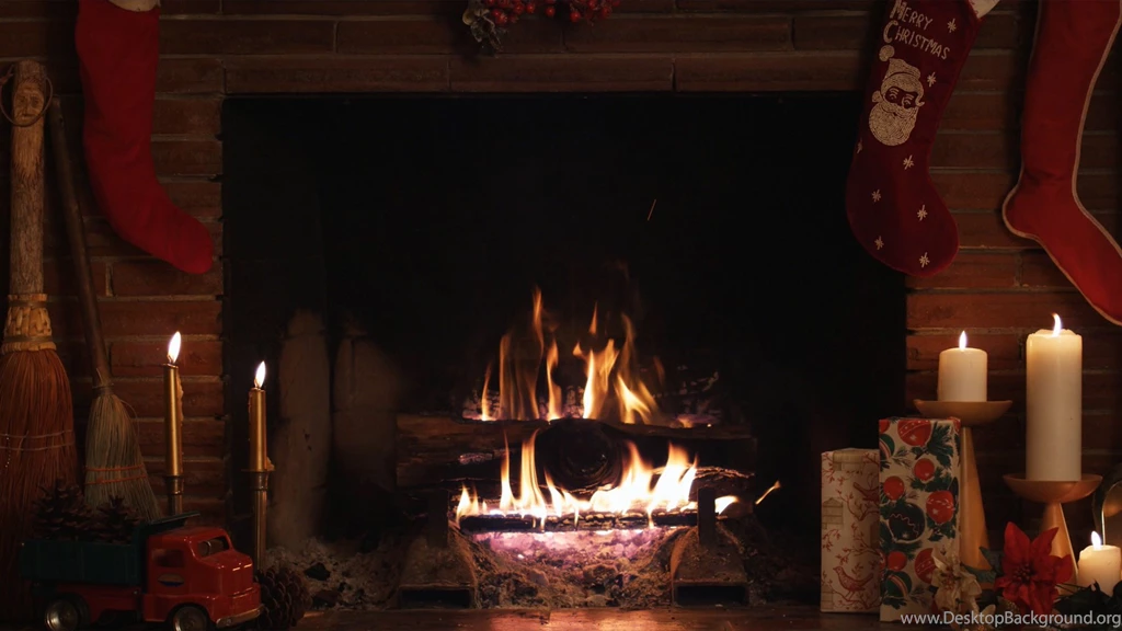 Christmas Fireplace Fire Holiday Festive Decorations Candle F ...