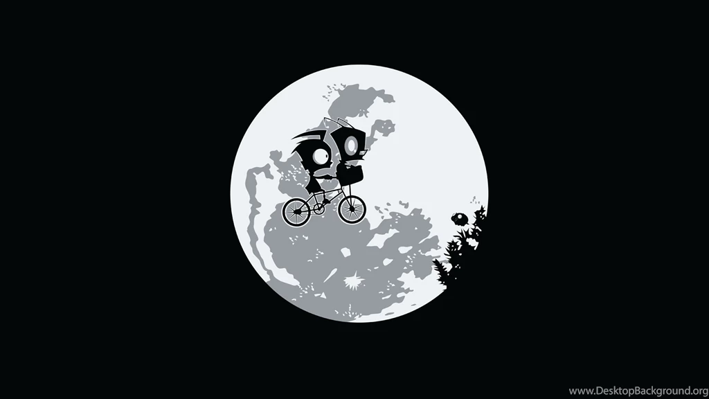 Invader Zim, Moon, Cartoon, Black And White   HD Wallpapers