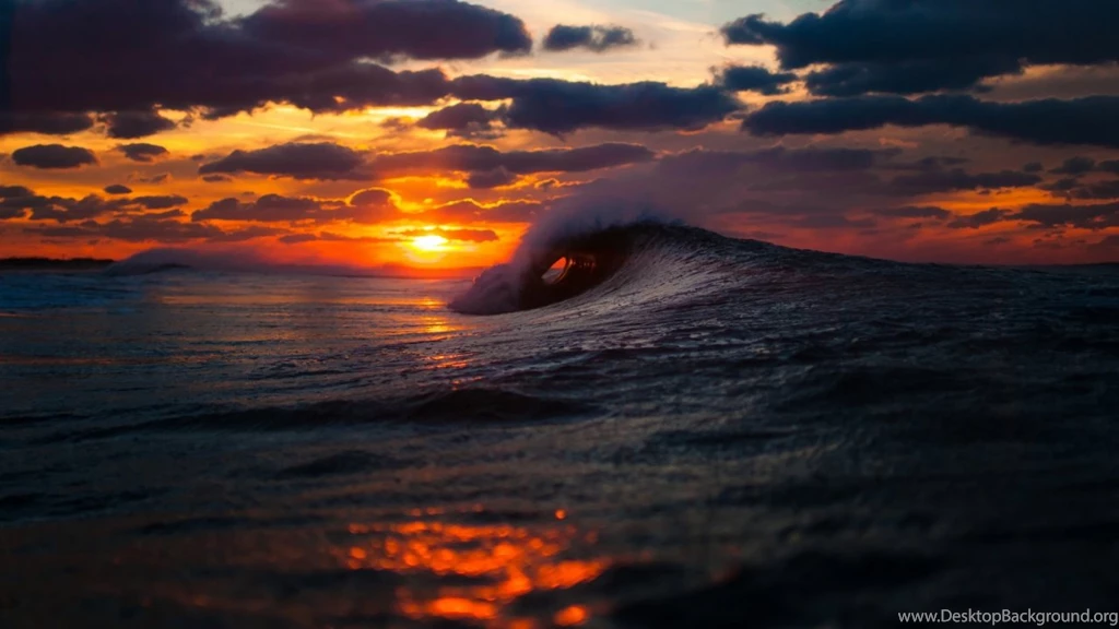 1280x720 Sea Wave Sunset Wallpapers