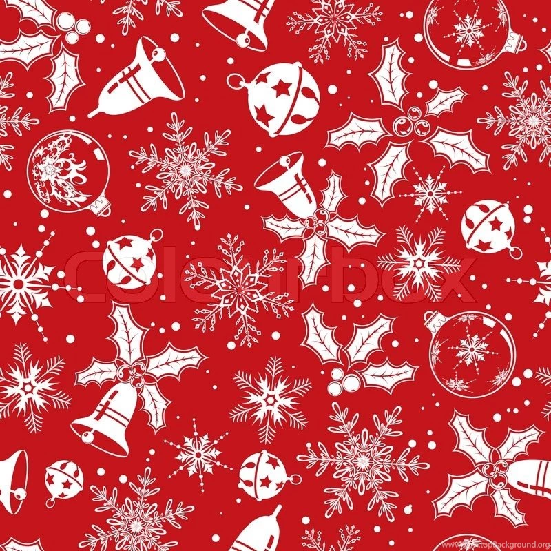 Christmas Seamless Backgrounds With Snowflake, Mistletoe, Bell ...