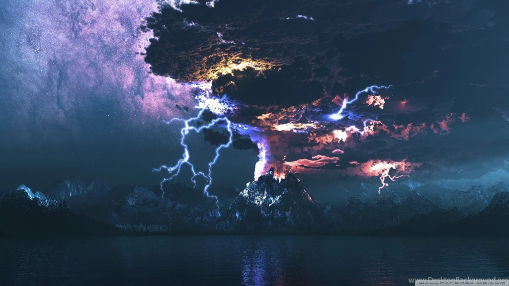 Volcano Eruption Lightning HD Desktop Wallpapers : High Definition ...