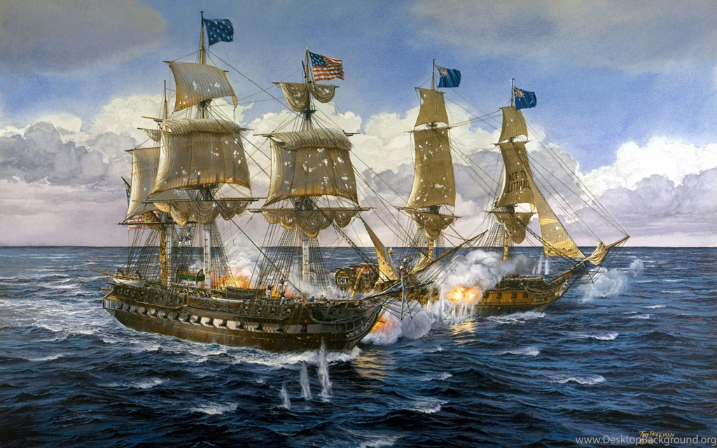 USS Constitution (44) Vs HMS Guerriere (38) In Action On The 19th ...