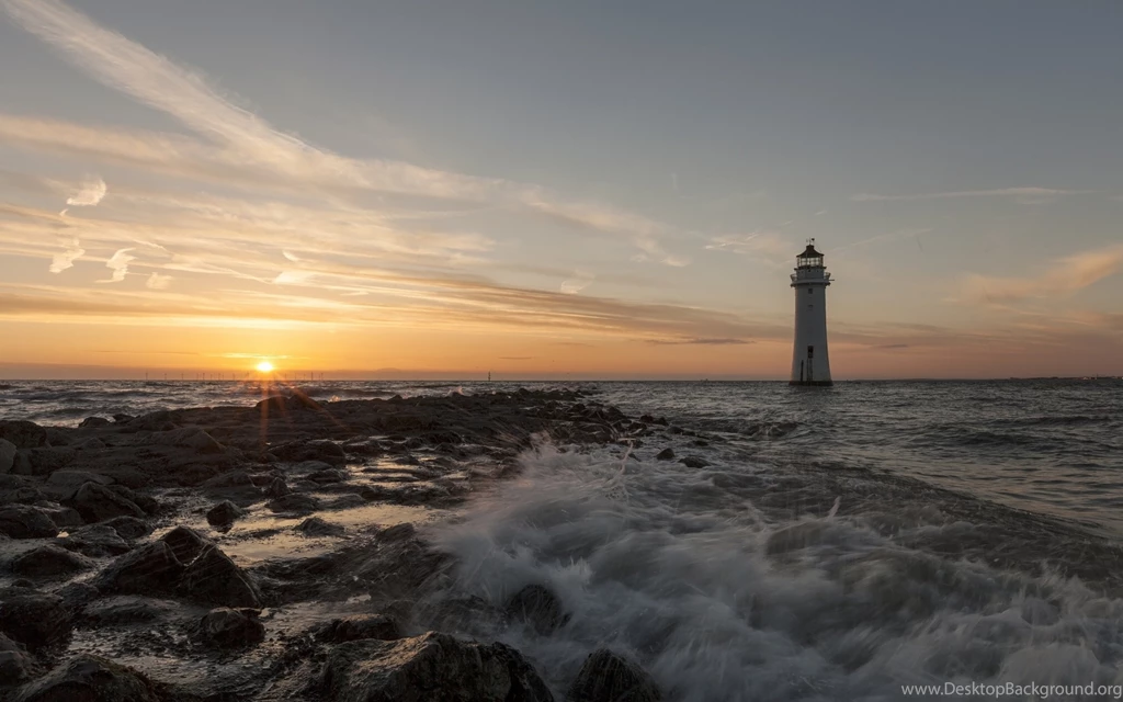 Download Wallpapers 3840x2400 Lake, Sunset, Rocks, Lighthouse Ultra ...